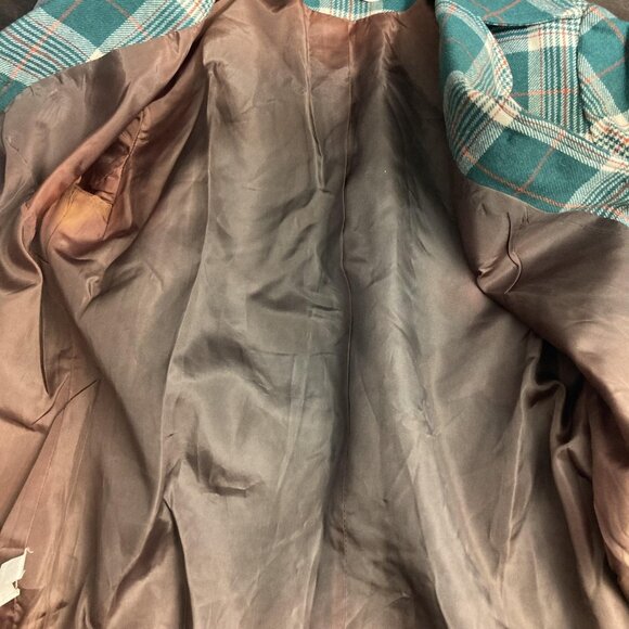 Vintage 60s Pendleton Wool Suit Womens 12 Green Tartan Plaid Belted Jacket Pants - Picture 12 of 16